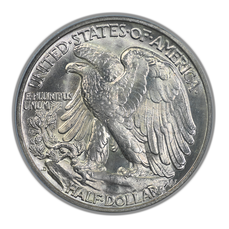 1938-D Walking Liberty Half Dollar 50C PCGS MS66 Reverse