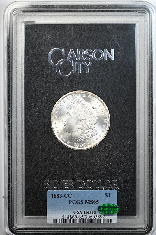 1883-CC GSA Morgan Dollar $1 PCGS MS65 CAC Obverse Slab