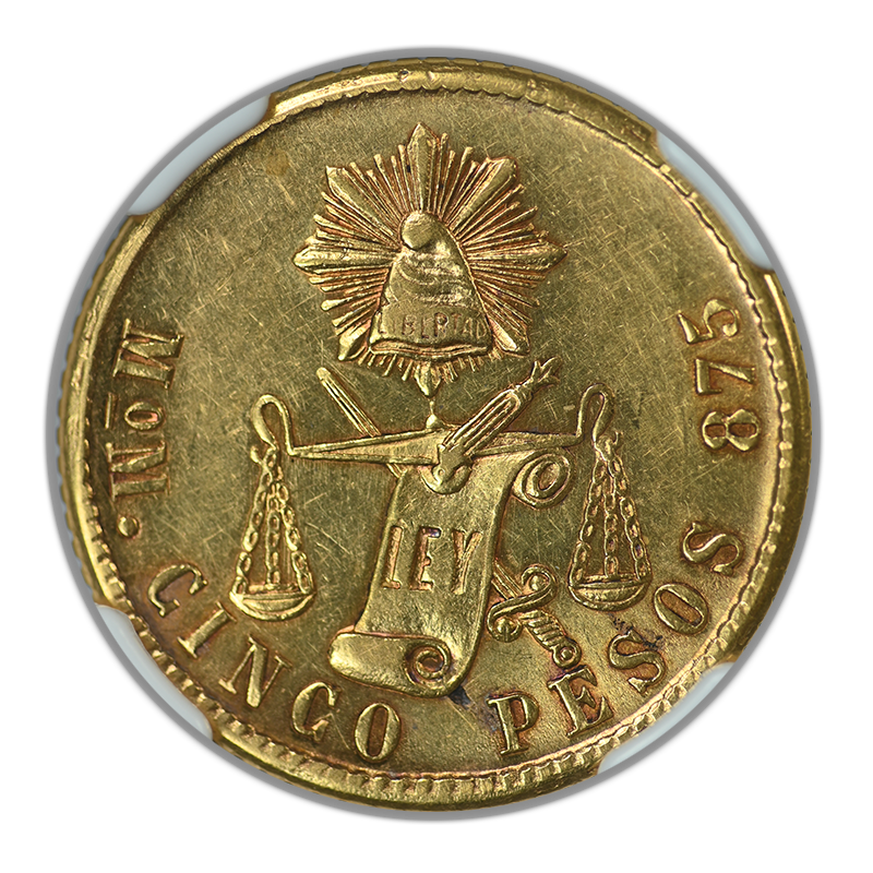 1900 MO Mexico Gold G5P Pesos NGC AU55