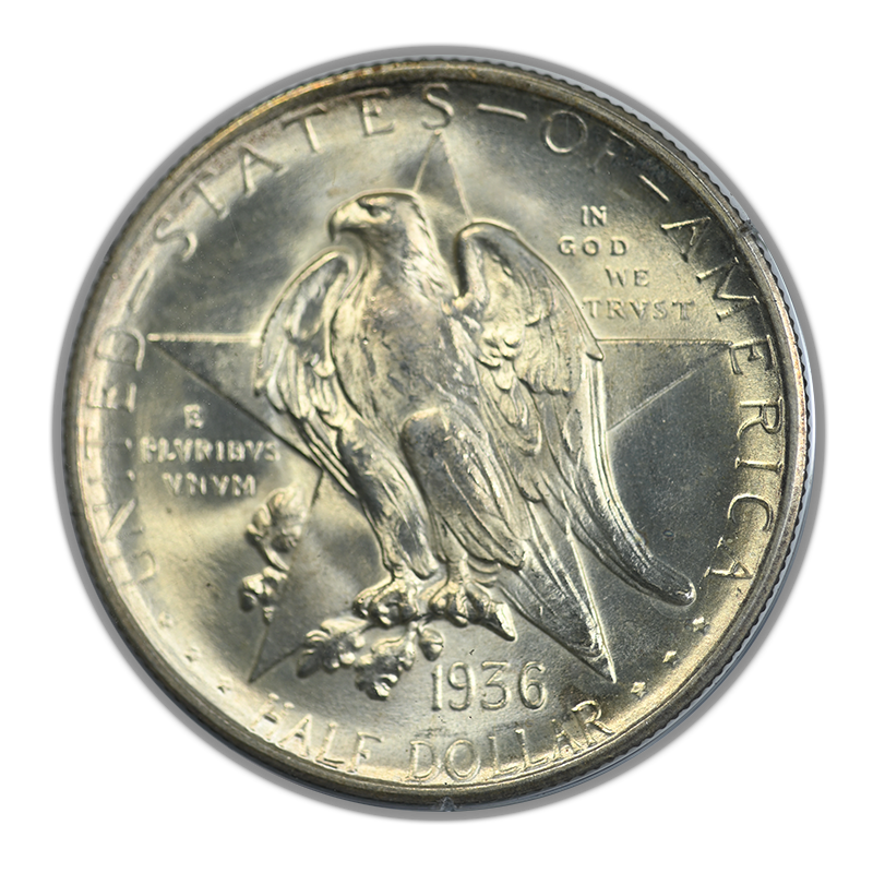 1936-D Texas Classic Commemorative Half Dollar 50C PCGS Rattler MS65 Obverse