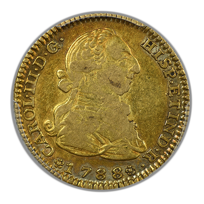 1788-M M Spain Gold 2 Escudos PCGS XF45 - NICE COLOR!