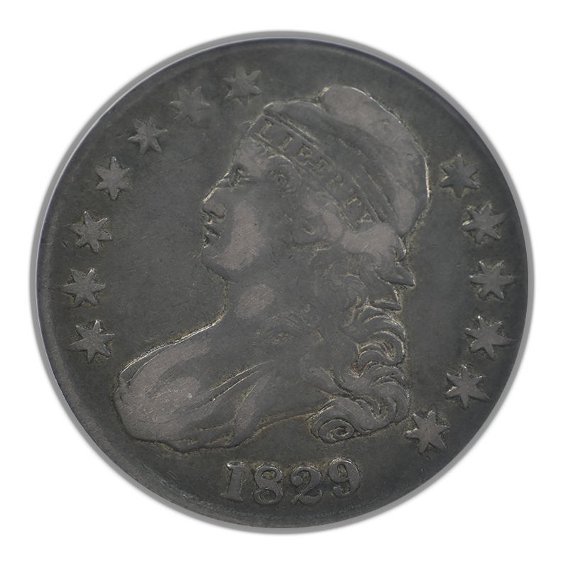 1829 Small Letters Capped Bust Half Dollar 50C NGC VF20 R-5 O-118 Jules Reiver Collection Obverse