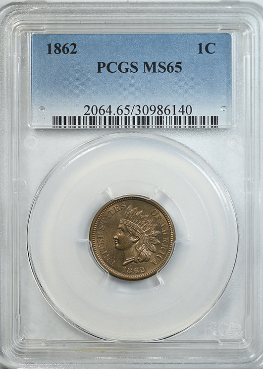 1862 Indian Head Cent 1C PCGS MS65 Obverse Slab