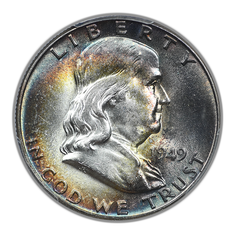 1949 Franklin Half Dollar 50C PCGS MS63FBL - Full Bell Lines - TONED!