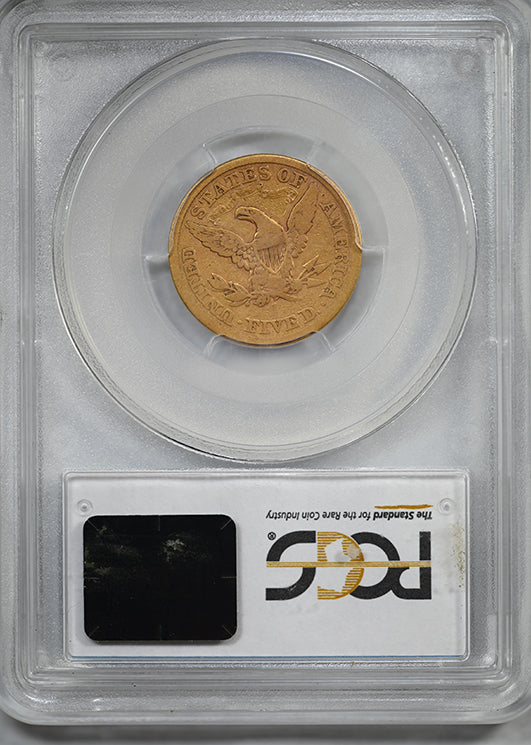 1866-S Liberty Head Gold Half Eagle $5 PCGS F12 CAC - Motto