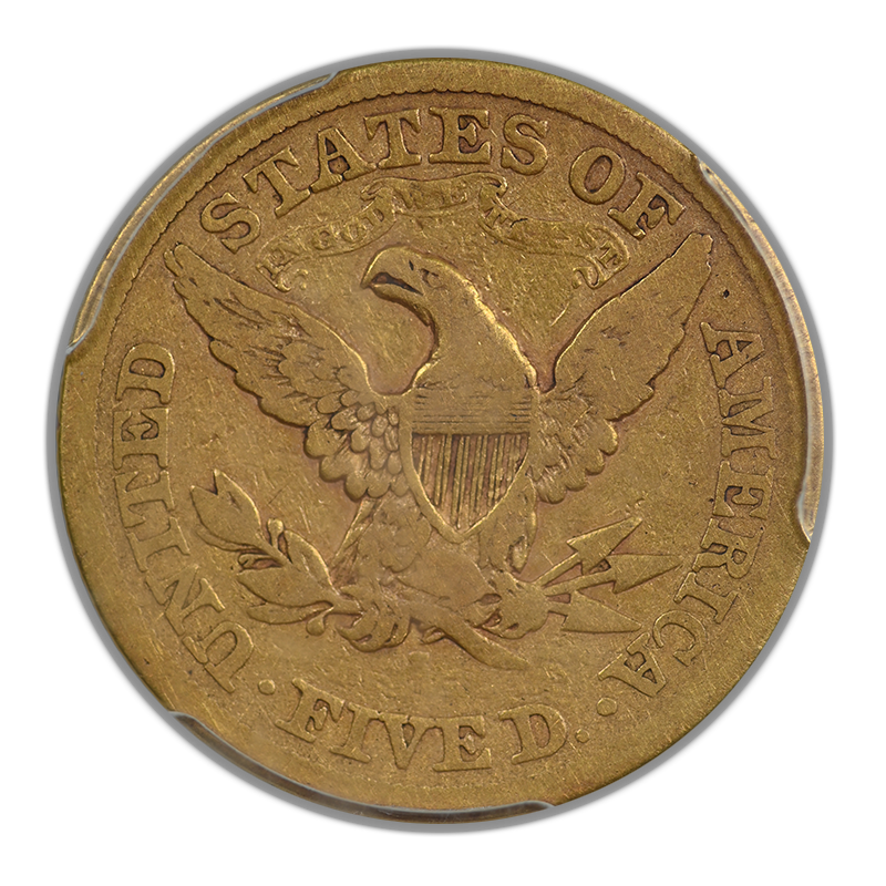 1866-S Liberty Head Gold Half Eagle $5 PCGS F12 CAC - Motto