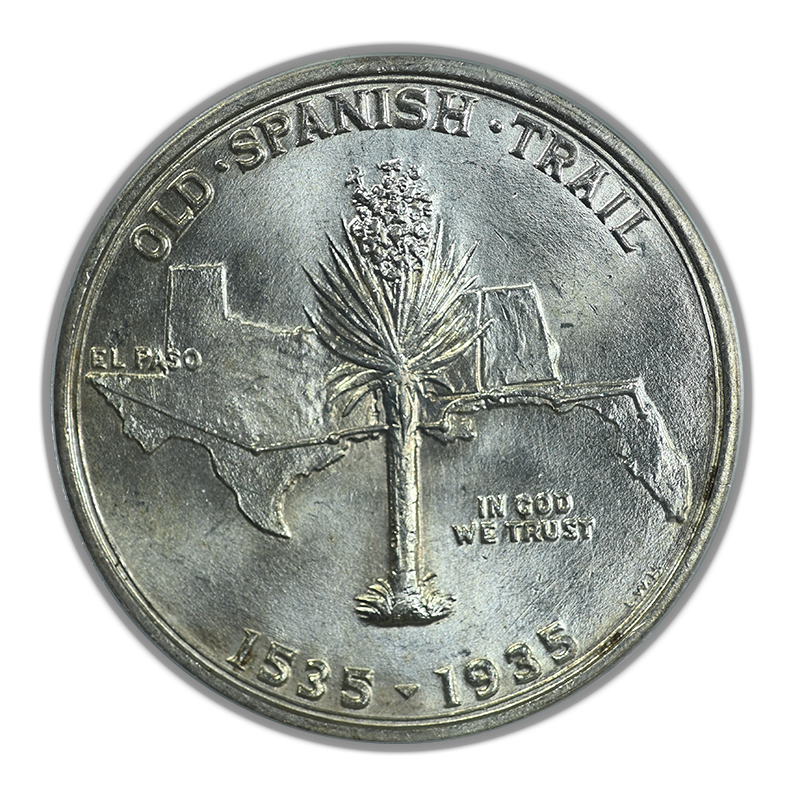 1935 Spanish Trail Classic Commemorative Half Dollar 50C PCGS MS64 CAC OGH Reverse