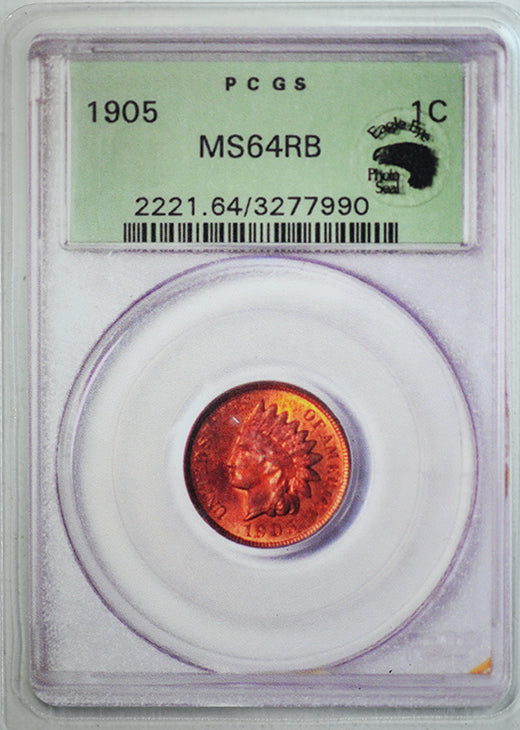 1905 Indian Head Cent 1C PCGS MS64RB OGH Eagle Eye Photo Seal