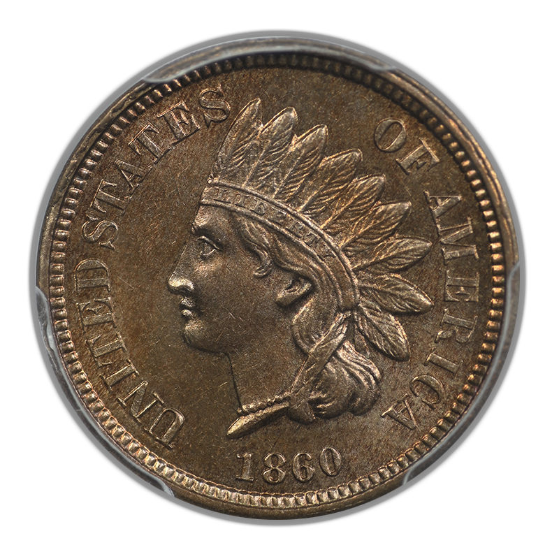 1860 Pointed Bust Indian Head Cent 1C PCGS MS63 Obverse