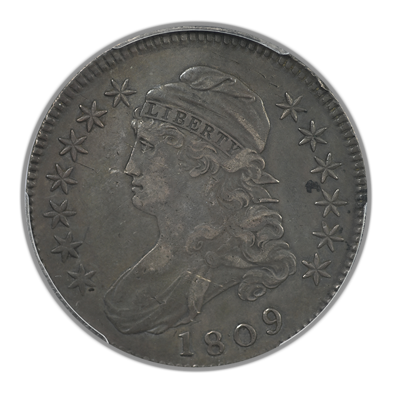 1809 Capped Bust Half Dollar 50C PCGS VF35 Overton 101 XXX Edge