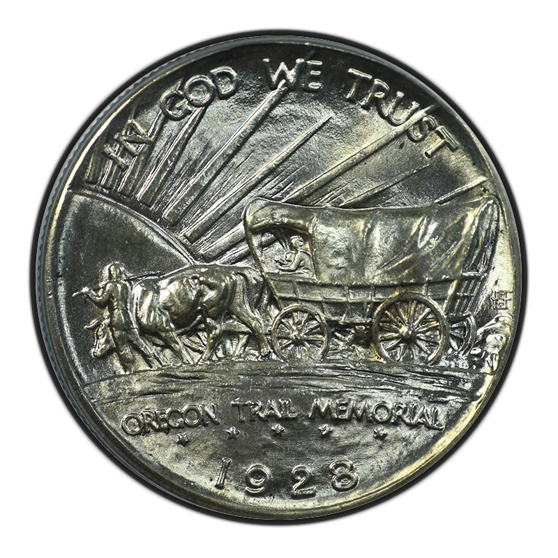 1928 Oregon Trail Classic Commemorative Half Dollar 50C PCGS MS65 CAC OGH Reverse