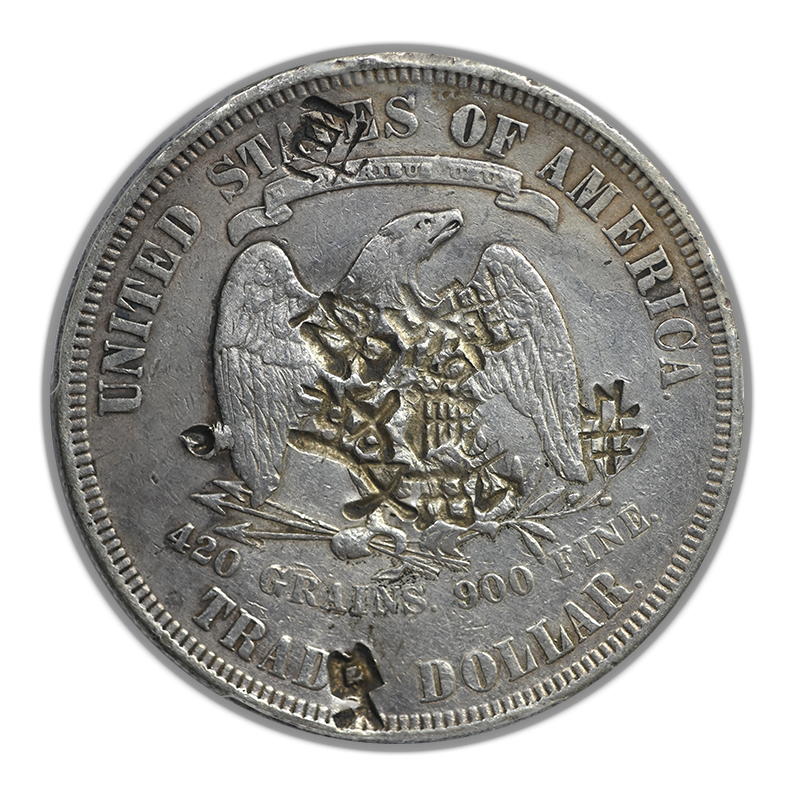 1877 Trade Dollar T$1 PCGS VF30 - Chop Mark