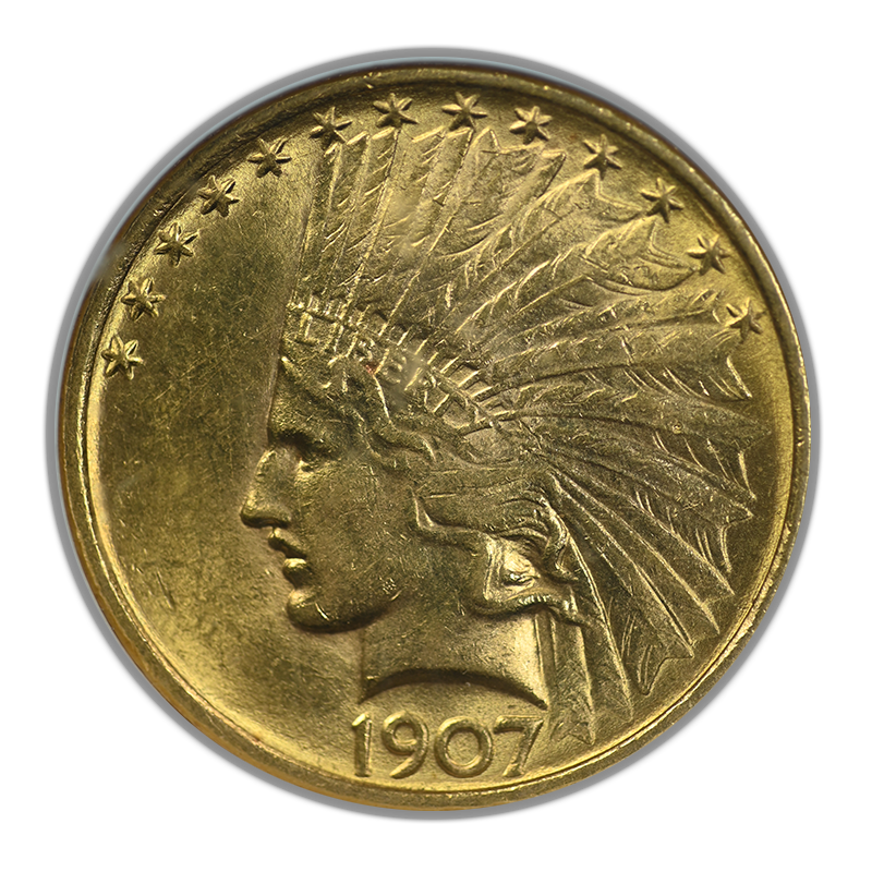 1907 Indian Head Gold Eagle $10 NGC MS61 Obverse