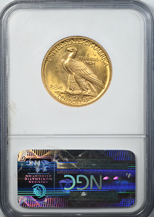 1907 Indian Head Gold Eagle $10 NGC MS61 Reverse Slab