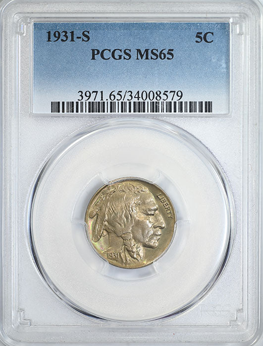 1931-S Buffalo Nickel 5C PCGS MS65 Obverse Slab