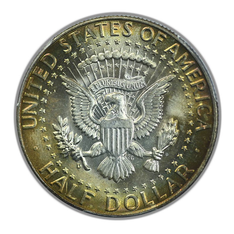 1964-D Kennedy Half Dollar 50C PCGS MS63 - TONED! Reverse