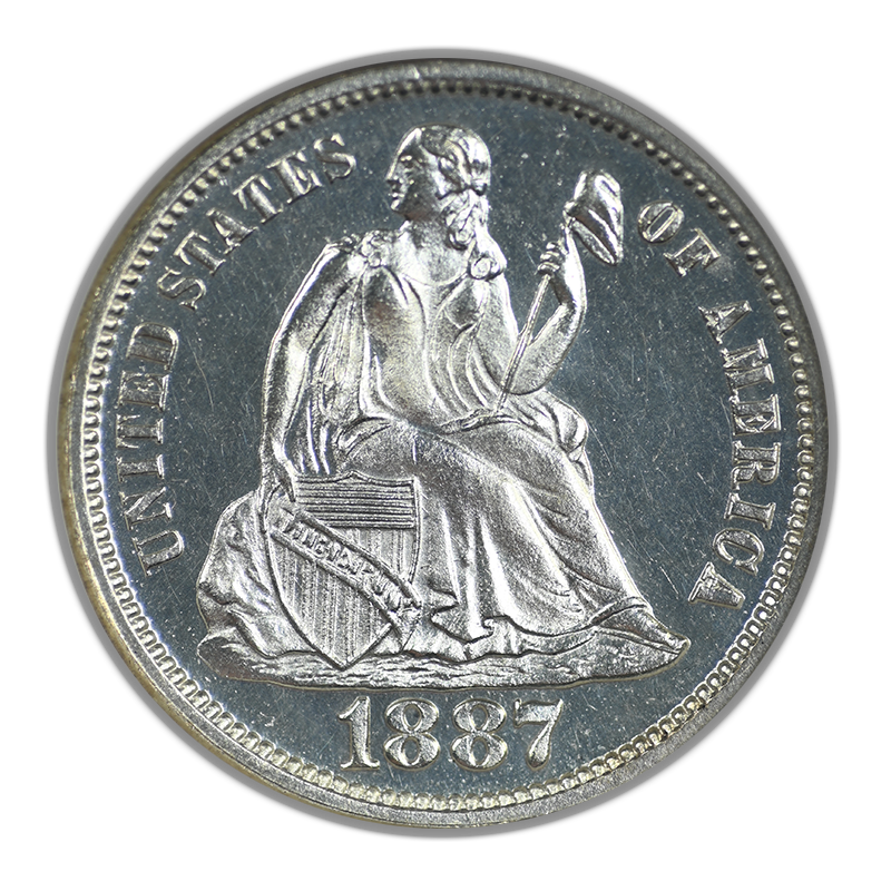 1887 Proof Liberty Seated Dime 10C NGC PF64