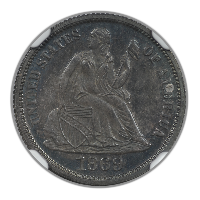 1869 Proof Liberty Seated Dime 10C NGC PF64 - TONED!