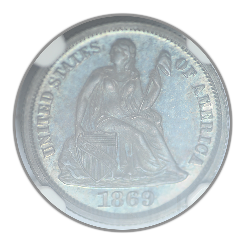 1869 Proof Liberty Seated Dime 10C NGC PF64 - TONED!