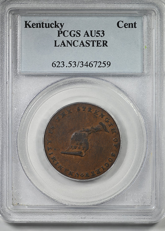 Kentucky Cent Colonial Copper Token PCGS AU53 - Lancaster Edge