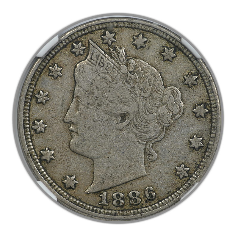 1886 Liberty V-Nickel 5C NGC VF30 Obverse