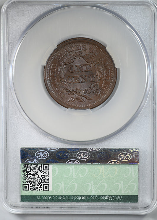 1851 Braided Hair Liberty Head Large Cent 1C CAC MS65BN