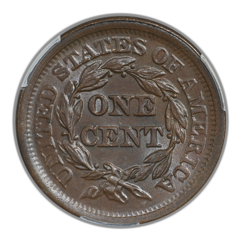 1851 Braided Hair Liberty Head Large Cent 1C CAC MS65BN