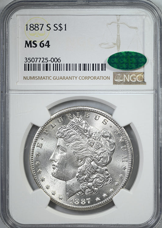 1887-S Morgan Dollar $1 NGC MS64 CAC