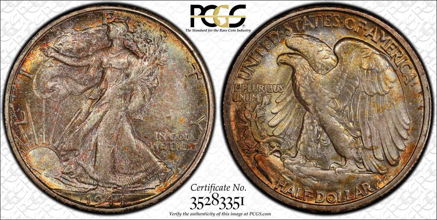 1944-S Walking Liberty Half Dollar 50C PCGS MS66 CAC - TONED!