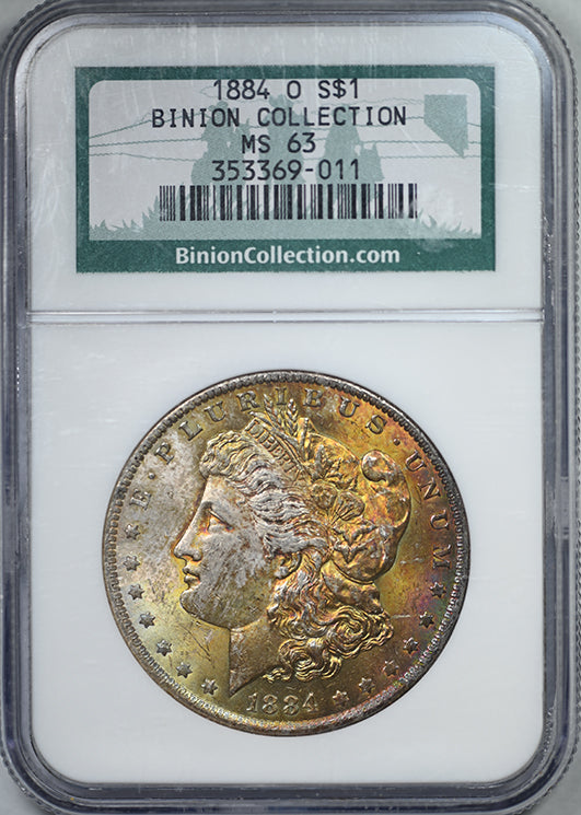 1884-O Morgan Dollar $1 NGC MS63 Binion Collection - TONED!