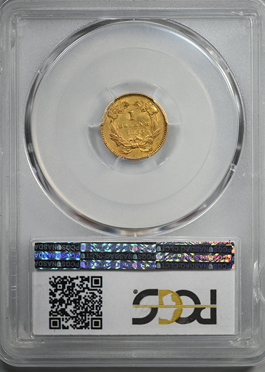 1855 Type 2 Indian Princess Head Gold Dollar G$1 PCGS AU58
