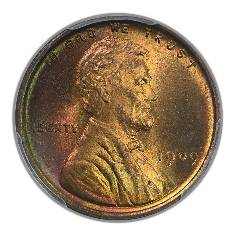 1909 VDB Lincoln Wheat Cent 1C PCGS MS67RB - TONED!