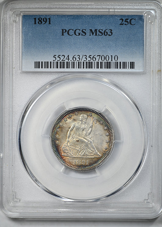 1891 Liberty Seated Quarter 25C PCGS MS63 - TONED!