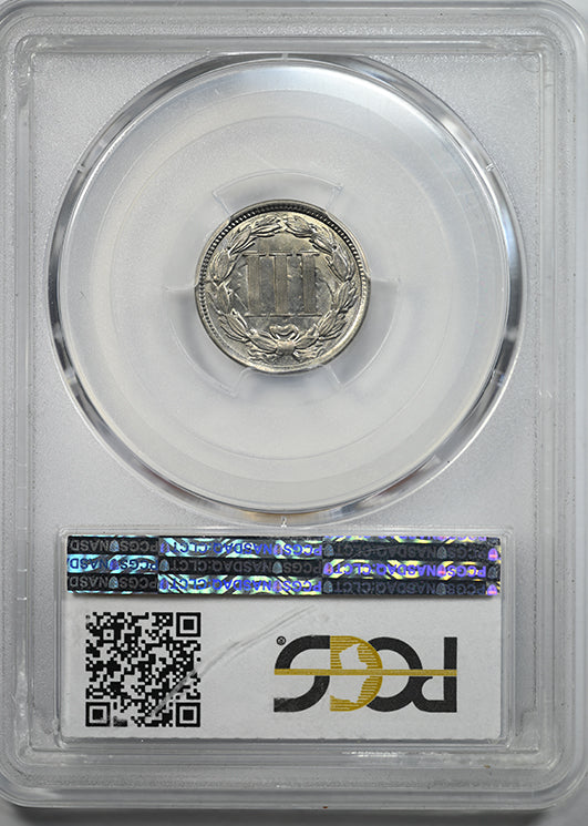 1865 Three Cent Nickel Piece 3CN PCGS MS66 Reverse Slab