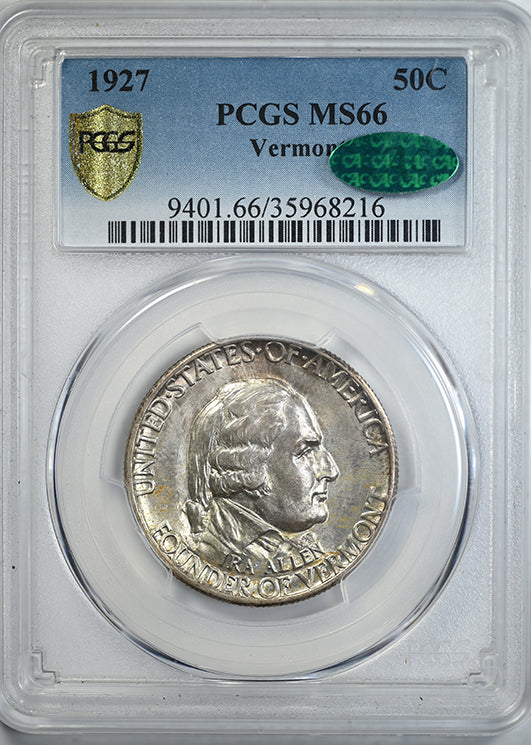 1927 Vermont Classic Commemorative Half Dollar 50C PCGS MS66 CAC Obverse Slab