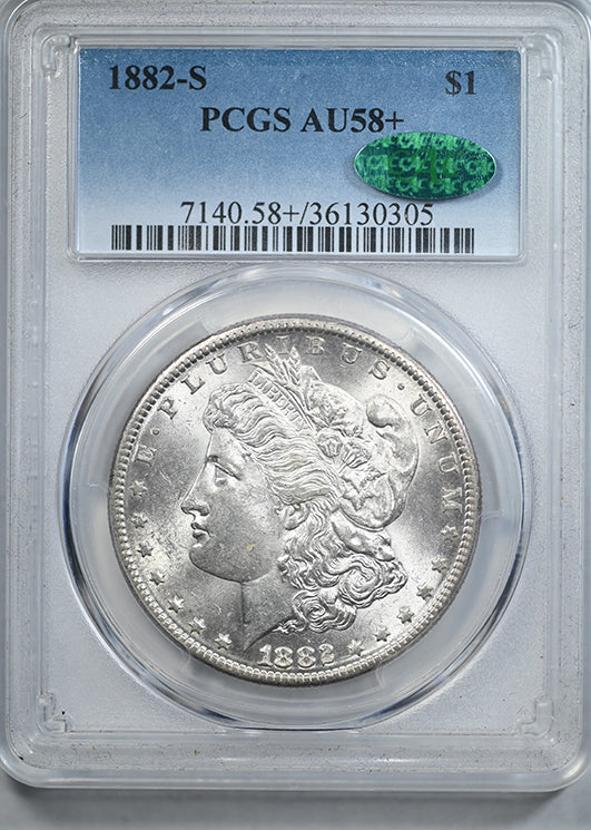 1882-S Morgan Dollar $1 PGCS AU58+ CAC – Americana Rare Coin