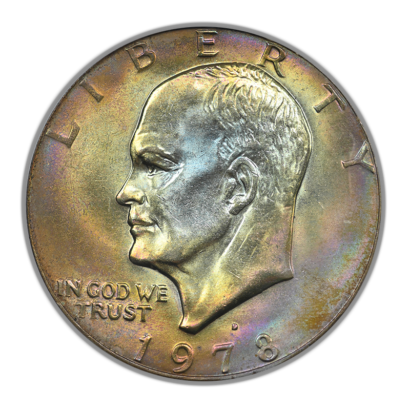 1978-D Clad Eisenhower Ike Dollar $1 PCGS MS66+ CAC - RAINBOW TONED!