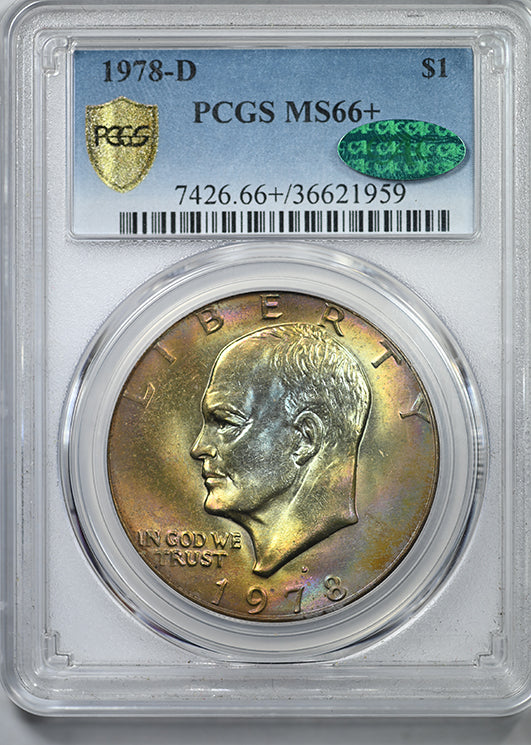 1978-D Clad Eisenhower Ike Dollar $1 PCGS MS66+ CAC - RAINBOW TONED!