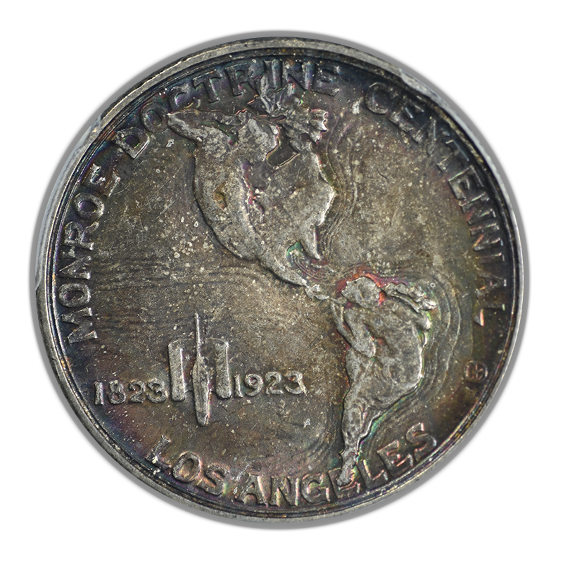 1923-S Monroe Classic Commemorative Half Dollar 50C PCGS MS64 CAC - TONED! Reverse