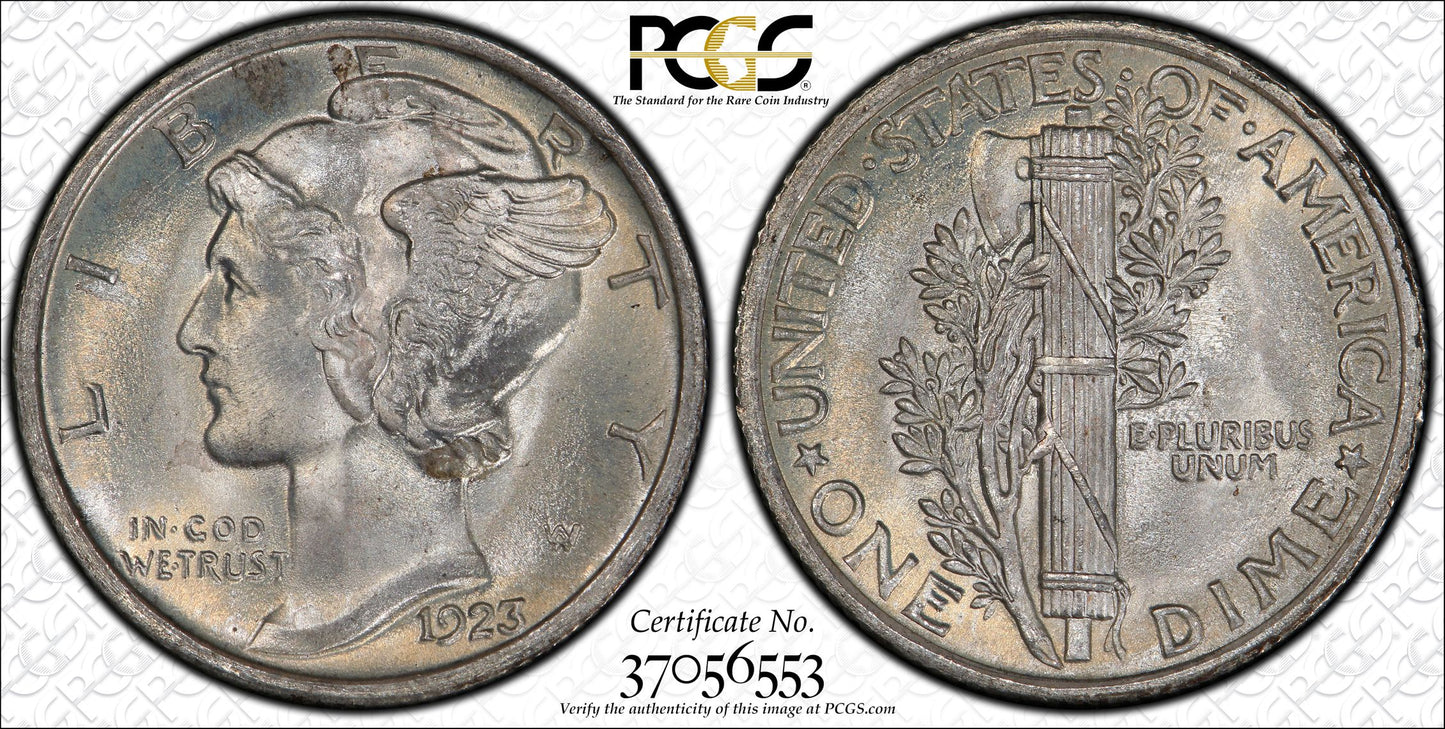1923 Mercury Dime 10C PCGS MS67