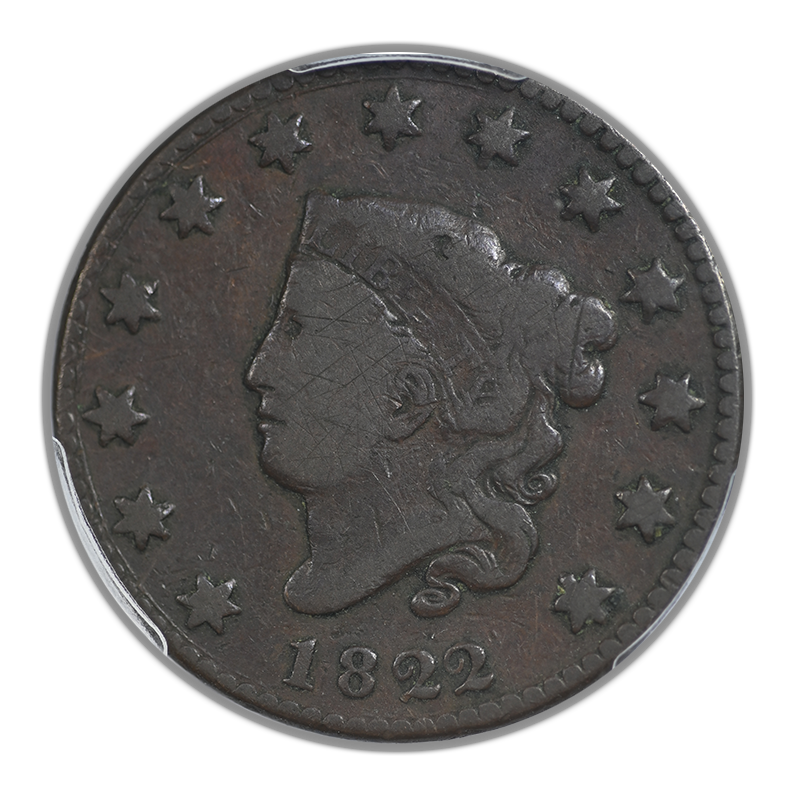 1822 Coronet Head Large Cent 1C PCGS VG08