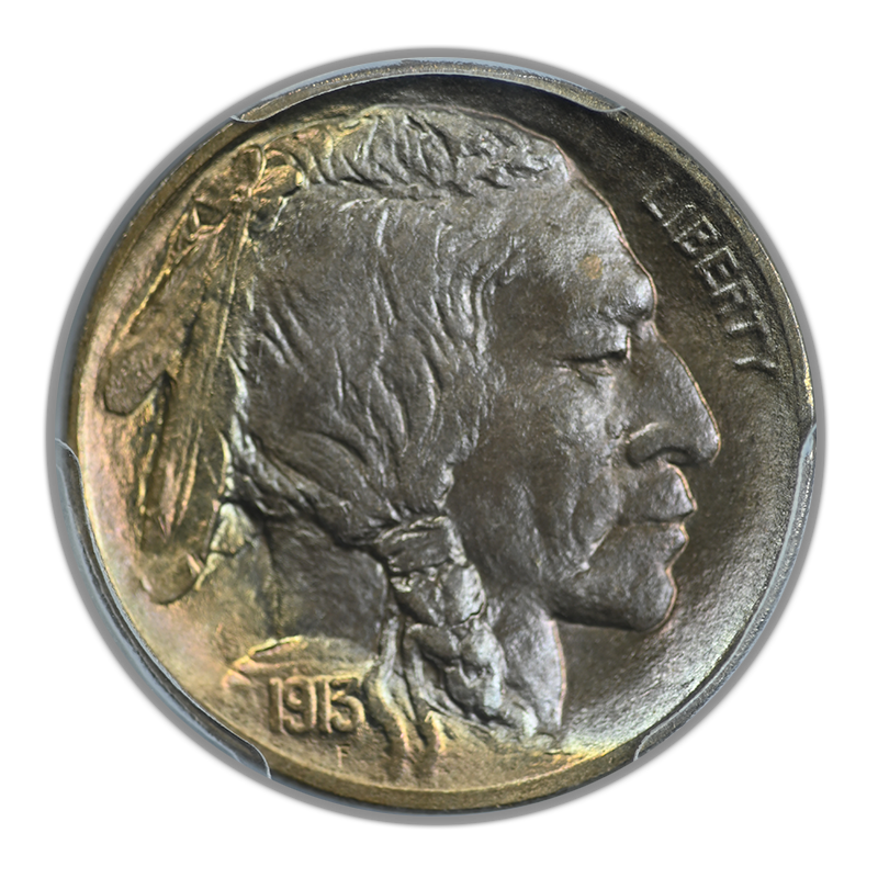 1913 Type 1 Buffalo Nickel 5C PCGS MS67+ CAC - TONED! Obverse