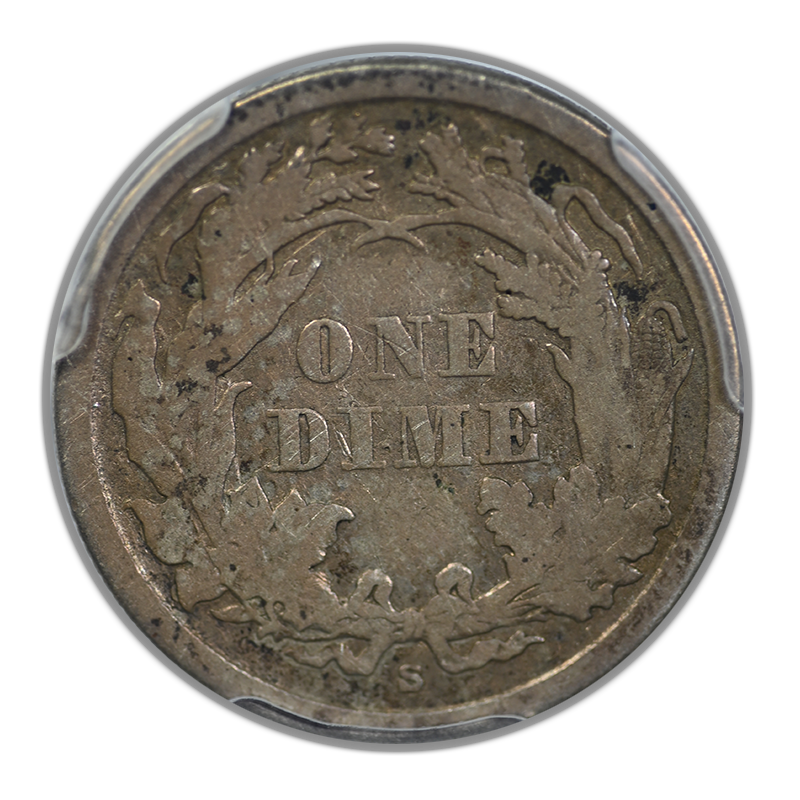 1861-S Liberty Seated Dime 10C PCGS F15 Reverse