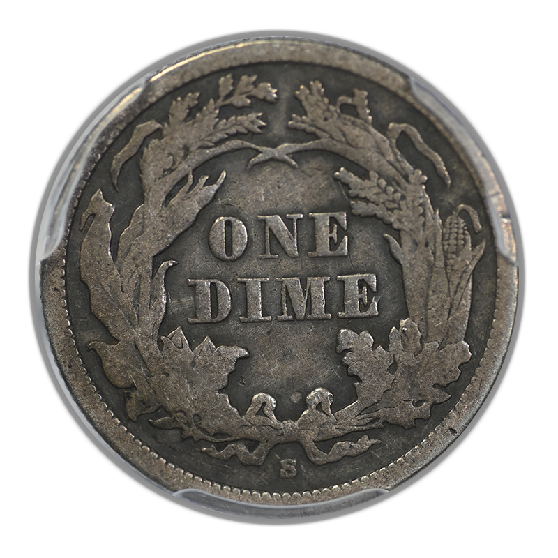 1862-S Liberty Seated Dime 10C PCGS VF25 Reverse