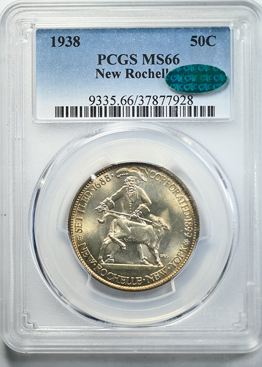 1938 New Rochelle Classic Commemorative Half Dollar 50C PCGS MS66 CAC Obverse Slab