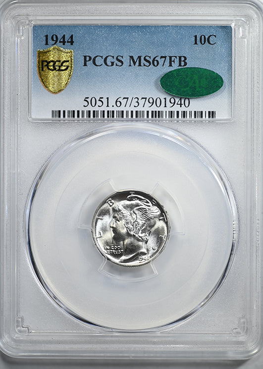 1944 Mercury Dime 10C PCGS MS67FB CAC Obverse Slab