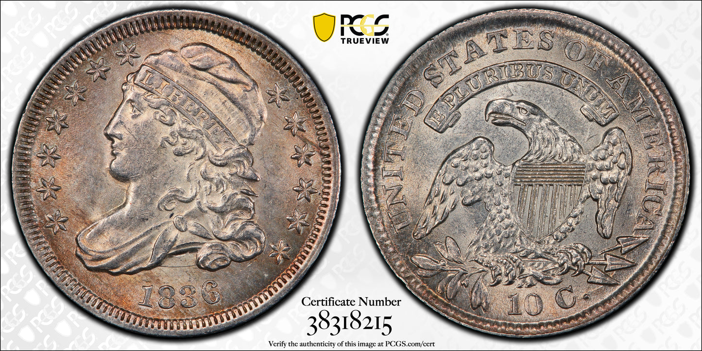 1836 Capped Bust Dime 10C PCGS MS62