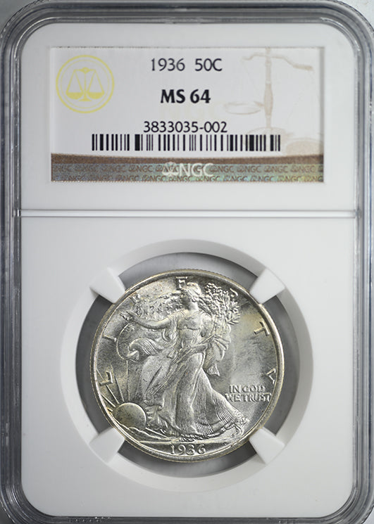 1936 Walking Liberty Half Dollar 50C NGC MS64 Obverse Slab