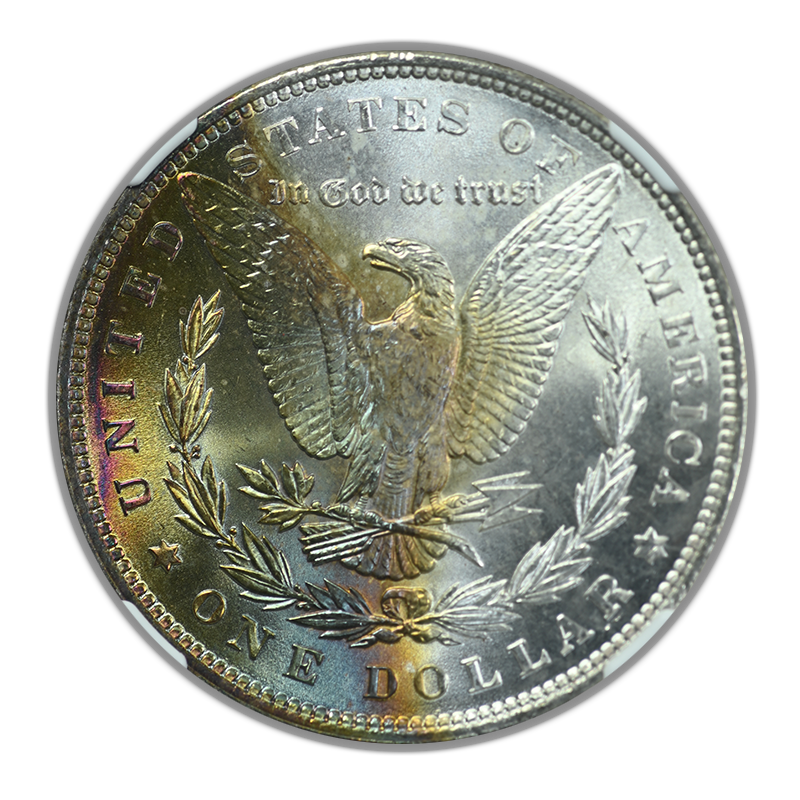 1896 Morgan Dollar $1 NGC MS65* STar - RAINBOW TONED! Obverse