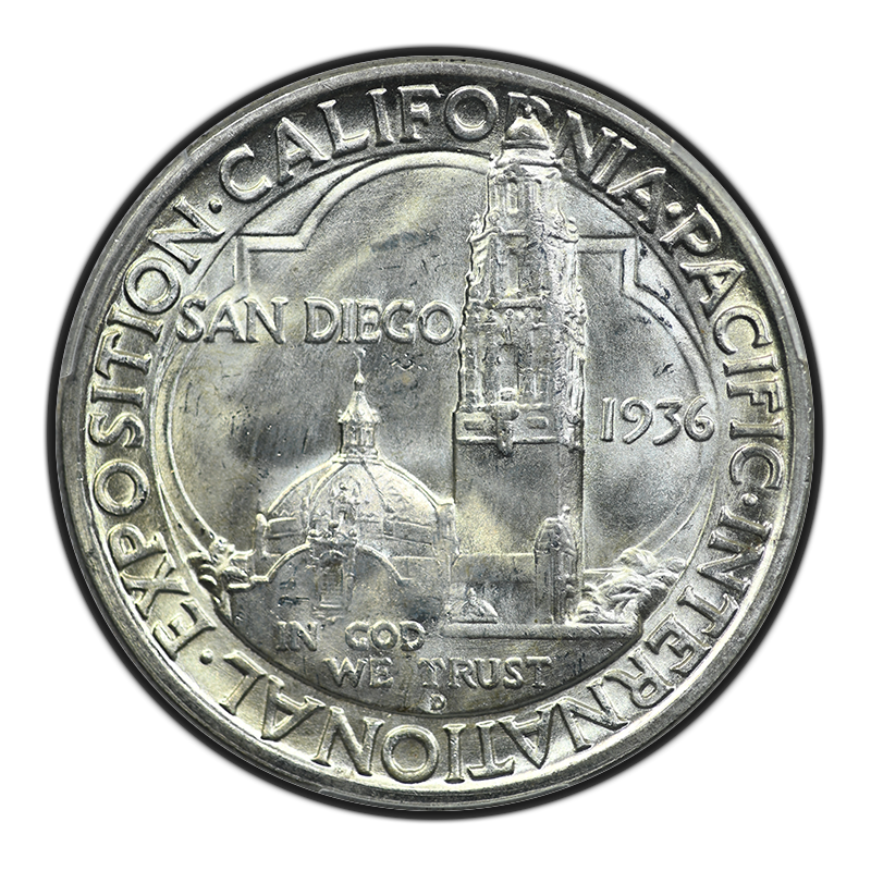 1936-S San Diego Classic Commemorative Half Dollar 50C PCGS MS65 Reverse